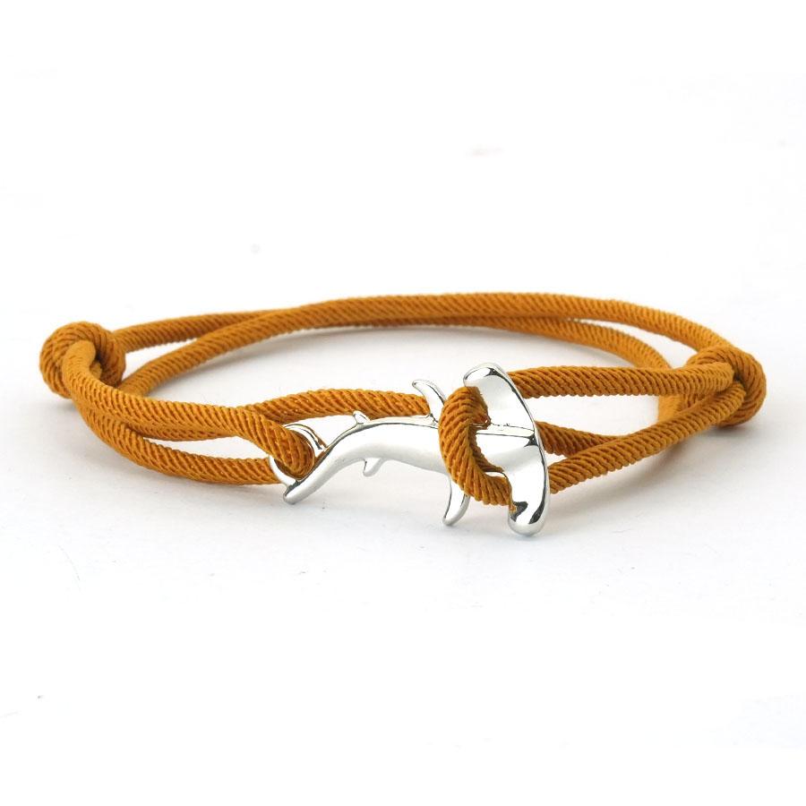 Double Layer Mens Shark Bracelet Sliding Adjustable 3mm Thin String Braslet Beach Nautical Silk Rope Braclet Pulseiras Hombre