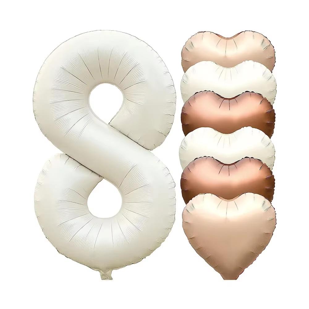 7pcs 32inch Number Balloons Set Helium Balloon with Big Heart Balloons for Girl and Boy 9th Year Old Birthday Party Decorations