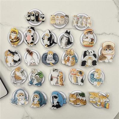 Korea Cartoon Cute Cat Kitten Holder for Magsafe Magnetic Phone Griptok Grip Tok Stand for IPhone 16 15 Foldable Bracket Stand Holder