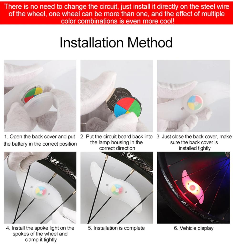 3pcs/set Mountain Biking Road Vehicle Wind Fire Wheel Color Spoke Light Rim Light Tire Wheel Light Night Riding Equipment