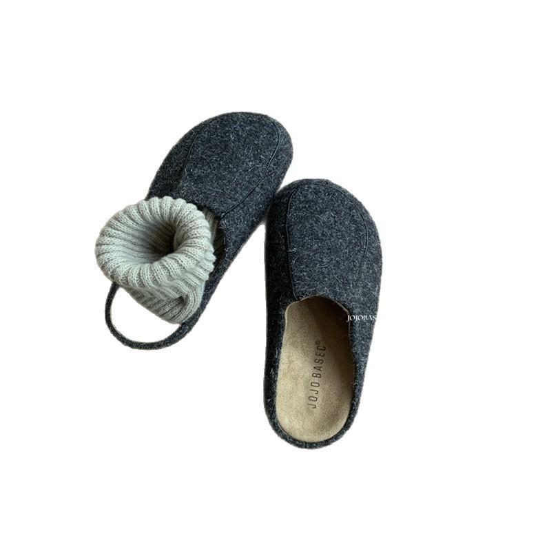 ~ Korean version of fashion bag head towing woolen material, inner height increase, comfortable external wear relief, new soft-soled women's slippers