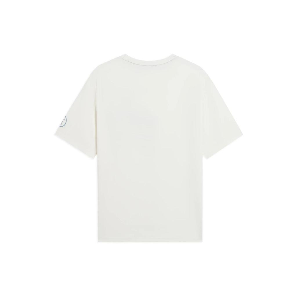 Li-Ning Simple Letter Print Casual Loose Sports Round Neck T-Shirt Men Tops White AHSS811-2