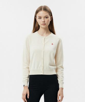 Lengagement Small Heart Round Neck Crop Cardigan [Ivory]