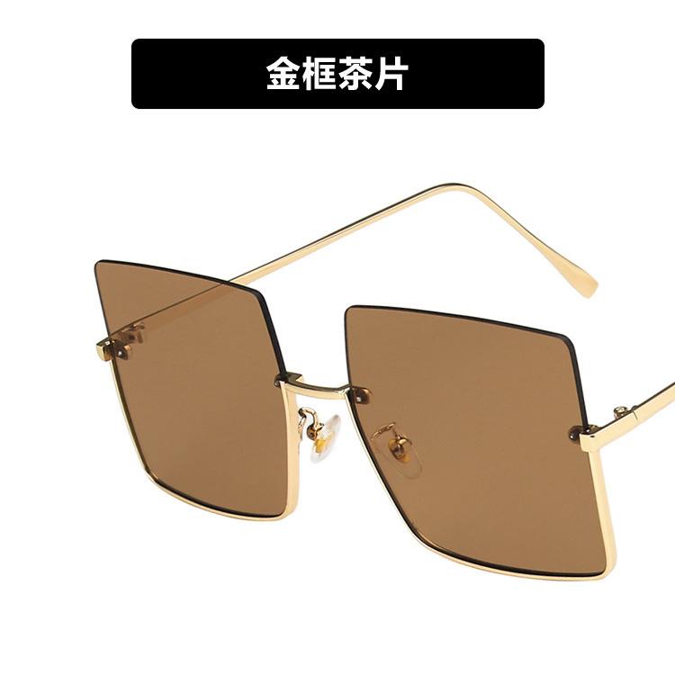 Oversized Half Rimless 2024 Women Fashion Sunglass Sun Glasses Vintage Retro Luxury Sunglasses