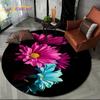 3D Daisy Nordic Flower Sunflower Round Area Rug,Carpet for Living Room Children's Bedroom Sofa Playroom Decor,Non-slip Floor Mat
