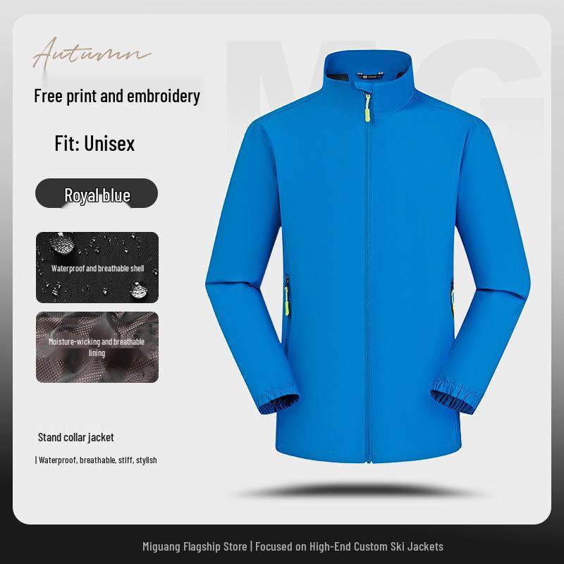 Men's Waterproof Windproof Mountaineering Jacket with Custom Logo Print - Durable Workwear for Companies and Groups