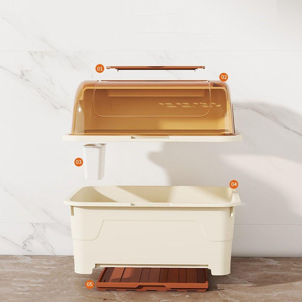 With Lid Dish Drying Rack Sealed Kitchen Storage Rack Storage Shelf Tableware Storage Box  Kitchen
