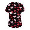 Women's Fashion Short-Sleeve Valentine's Day Print V-Neck Pocket Workwear Top