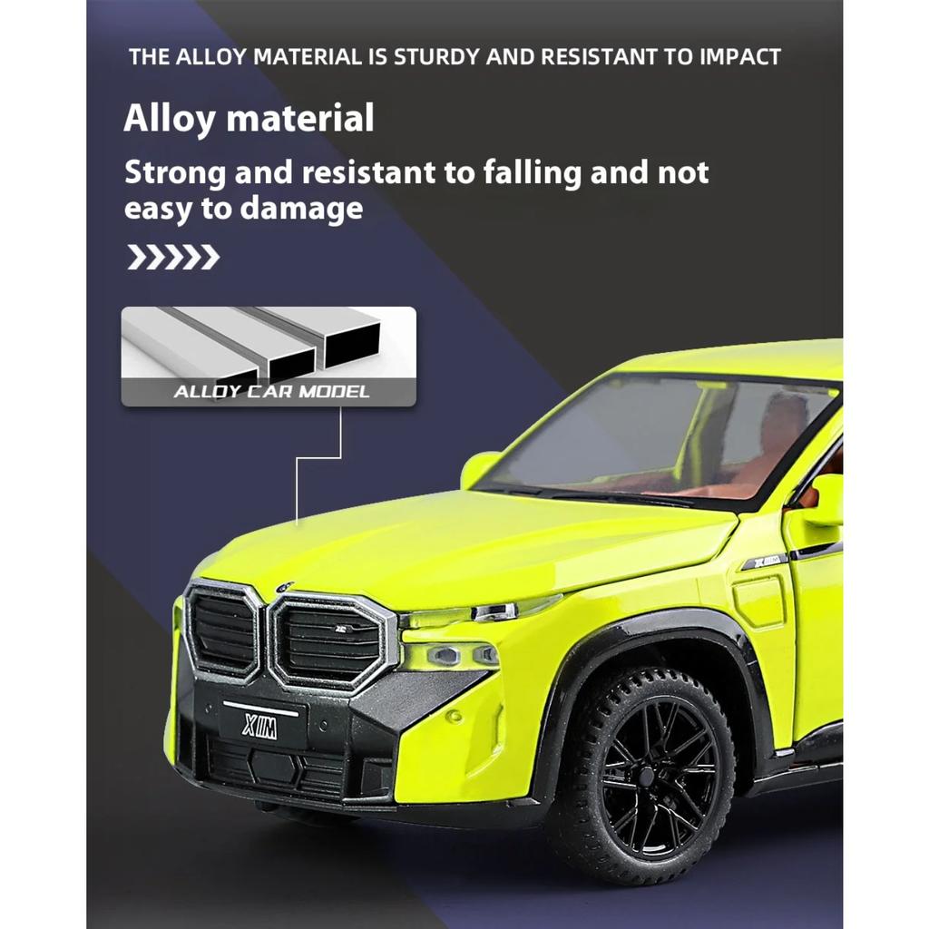 1/32 BMW XM Off Road SUV Vehicle Alloy Metal Diecast Car Model Sound & Light Indoor Collection Decorative Gift for Firend Box