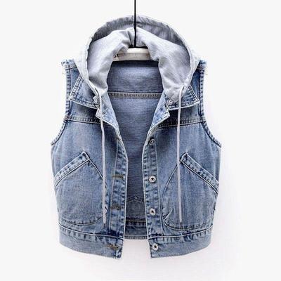 Jeansweste Damen Frühling und Herbst Kurz Locker Koreanisch Ärmellose Jacke Weste Weste