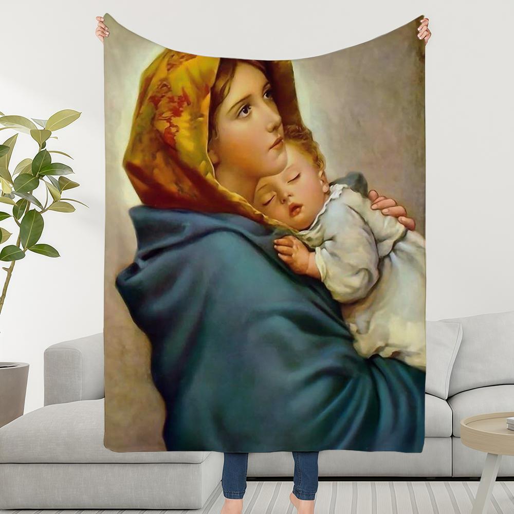Blanket Throw Super Catholic Cosy Plush Living Room Virgin Sofa Couch Religious Mary Childish Birthday Gifts