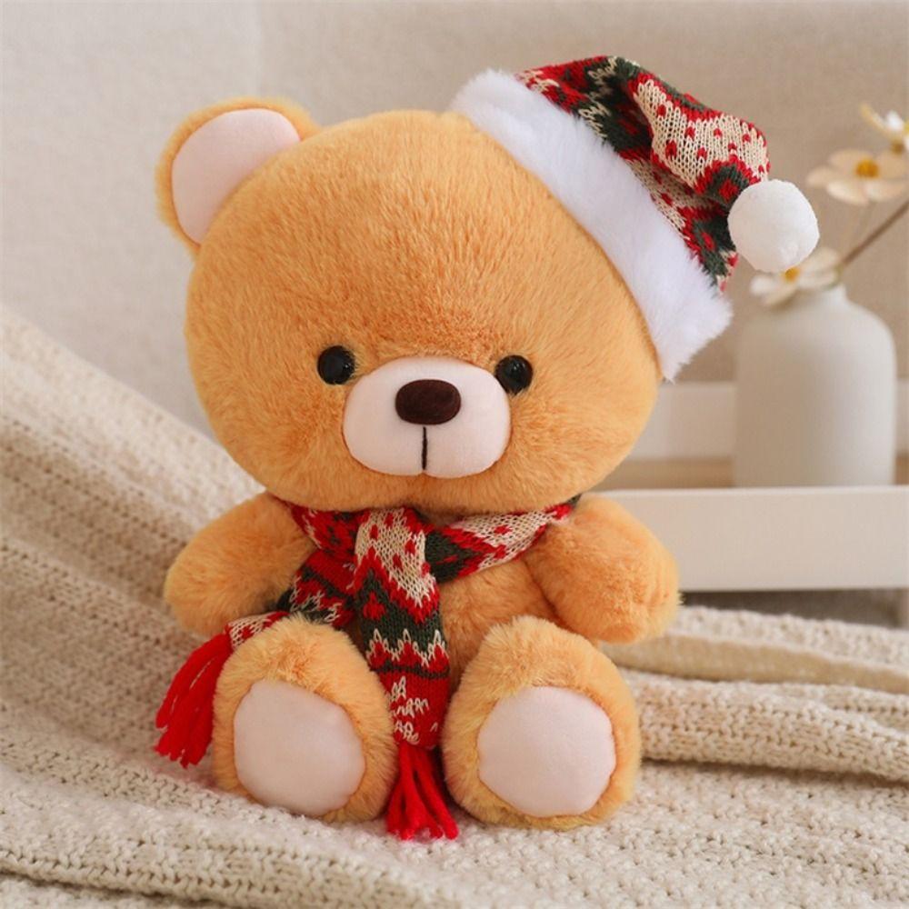 Wear Christmas Hat Bear Stuffed Animals. Knitted Scarf Bear Plushies Doll  Birthday Gifts