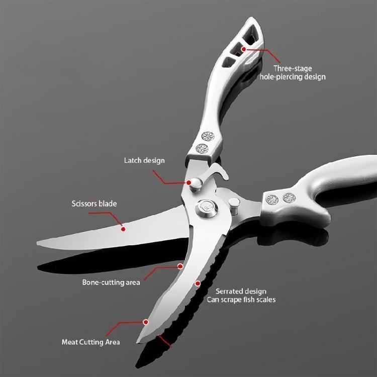 Ergonomic Handle Steel Poultry Shears MultiUse Kitchen Shears For Cutting Bone Trimming Herbs Easy cleaning Design