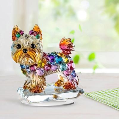 Acrylic Dog Sign 2D Flat Puppy Decoration Desktop Dog Ornament with Base for Home Office Tabletop Cabinet Decor