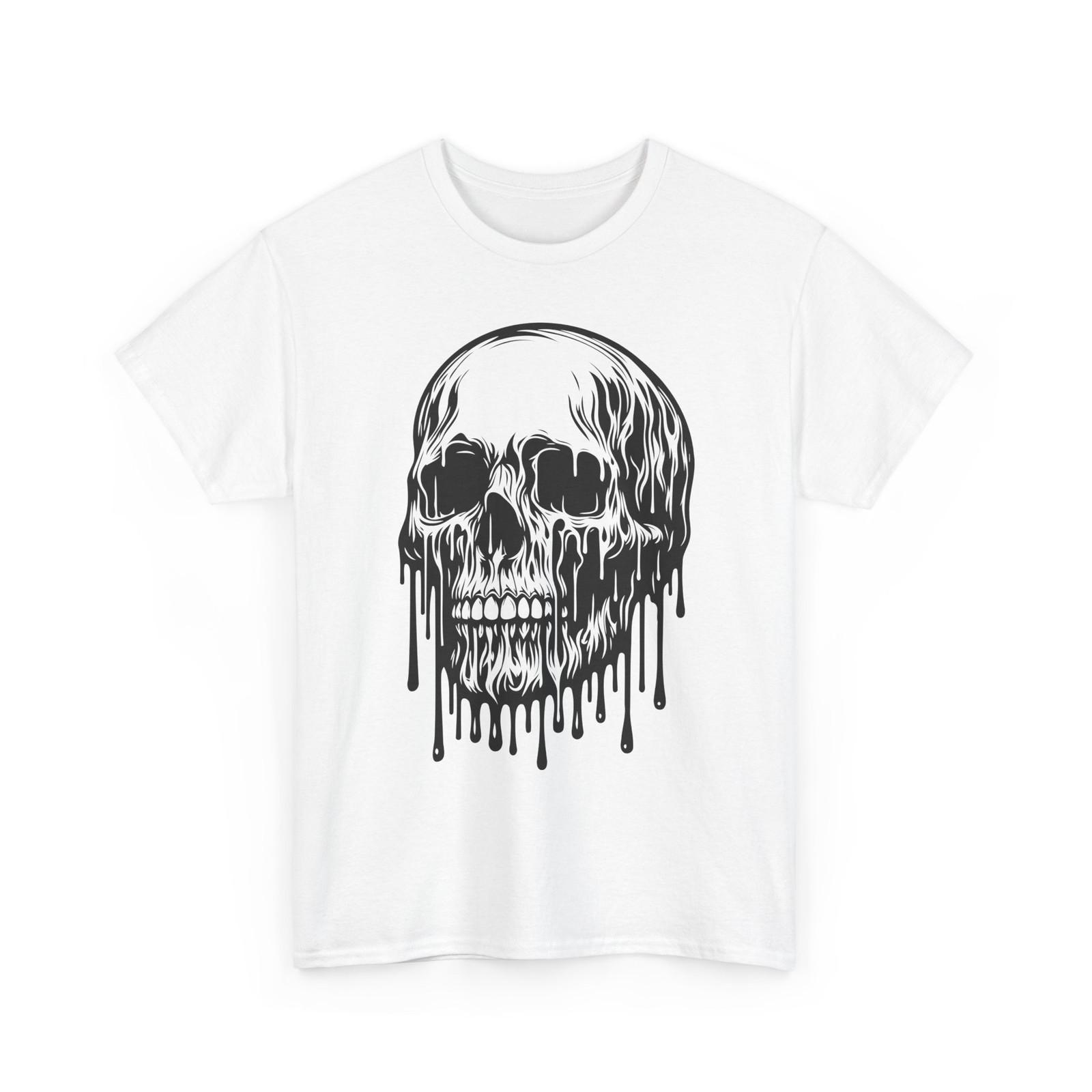 Melting Skull Biker T Shirt Trippy Graphic Tee Gothic Streetwear Dropping Top S разноцветный