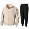New Casual Zippered Round Neck Long-sleeved Stand-up Collar Cardigan Jacket Suit Sports