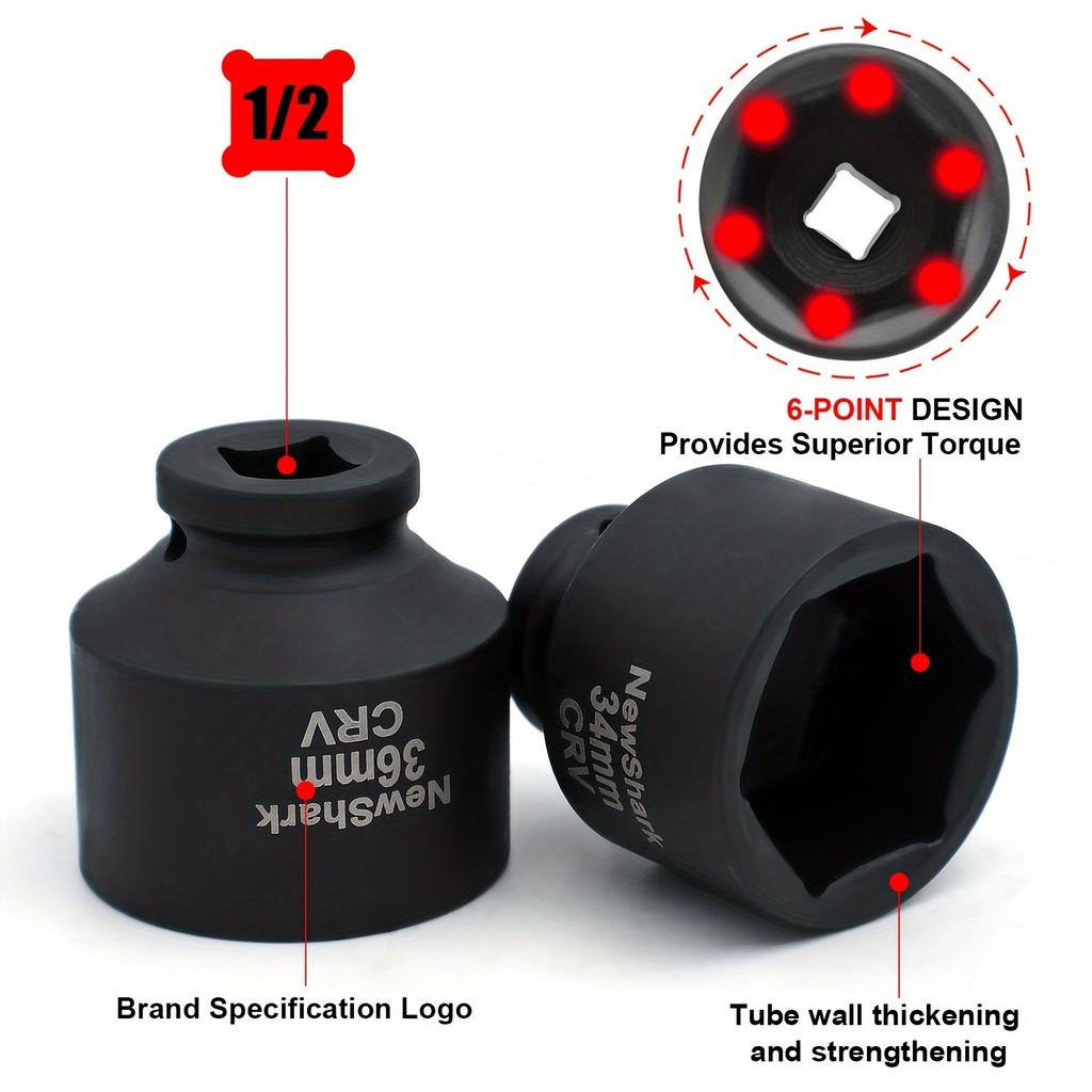 1/2 Inch Drive Socket Set,28 Piece Impact Socket Set,CR-V,Includes Universal Joints and Impact Extension Bars,T-head Breaker Bar