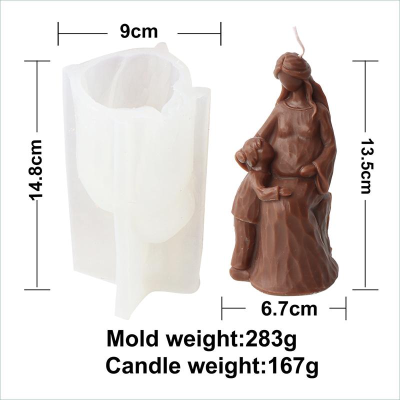Human Growth Silicone Candle Mold Pregnant Mother Holding Baby Gypsum Form Resin Aromatherapy Soap Mould for Mother's Day Gift