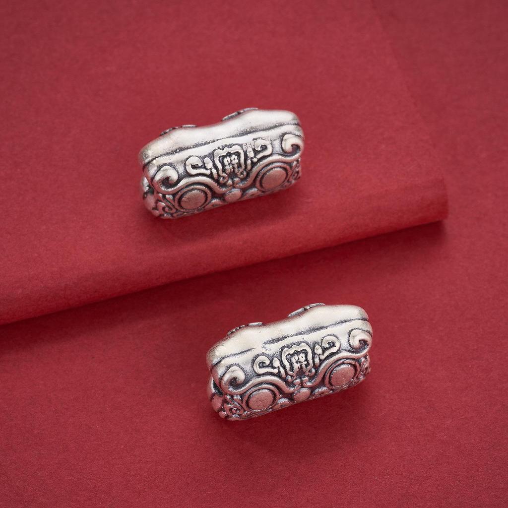 Sterling Silver 999 Ruyi Tiger Head Spacer Beads for DIY Bracelets & Weaving