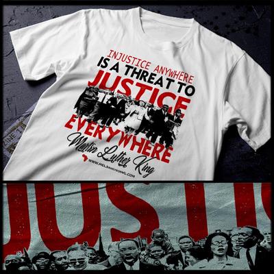 Martin Luther King Justice Quote T-Shirt Black History Month New Cotton Tee