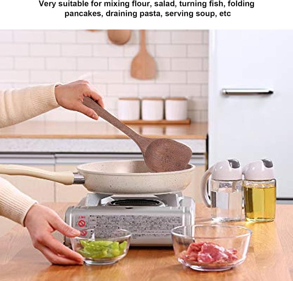 Wooden Spatula Non Stick Cookware Wood Utensils Cooking Long Handle Flat Frying Inclined Spatula Cooking Soup Spoon Rice Spoon