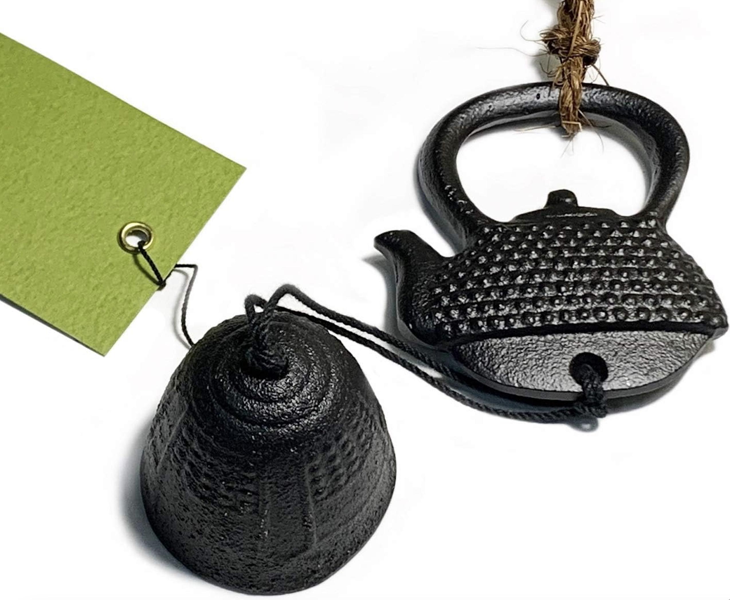 

Japanese Wind Chime Nambu Iron Temple Bell Brack Color Furin (with Tetsubin) S чорний