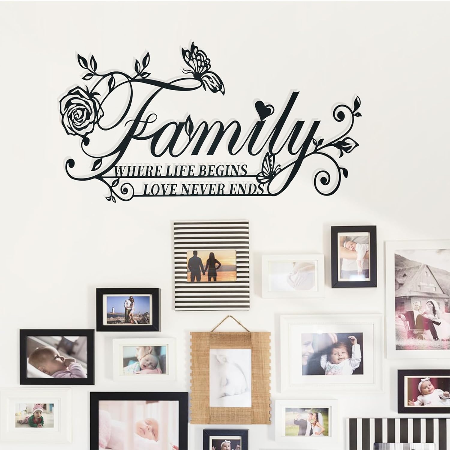 

Семья - это где начинается жизнь, любовь никогда не заканчивается, металлический настенный декор, украшение для дома