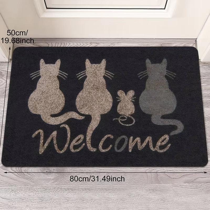 

VIKAMA Rat Family Patterned Carpet - Black Anti-Slip and Wear-resistant Floor Mat - Soft Texture Carpet - Living Room Carpet 40x60cm