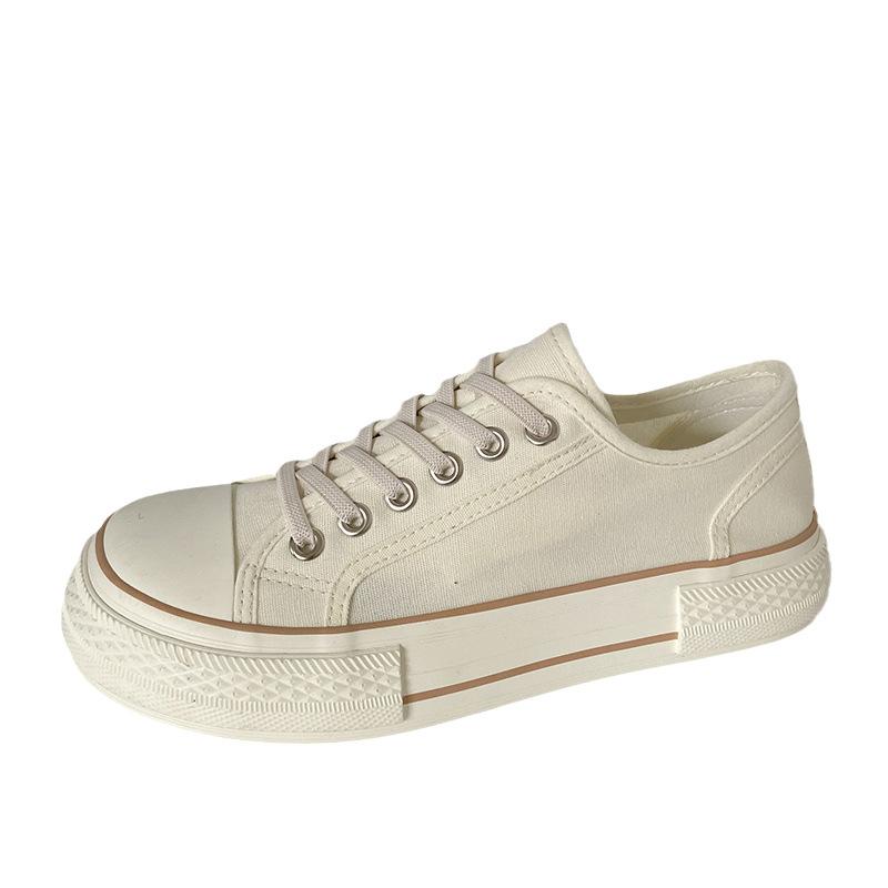 GD31 cream white shoes women's summer thin elastic bands ins trendy versatile student with skirt retro canvas shoes