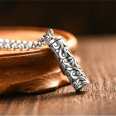 Collana in argento 925 vintage benedizione maschile Bijou ciondolo retrò può essere aperto per contenere cose amuleti collane per gioielli da uomo