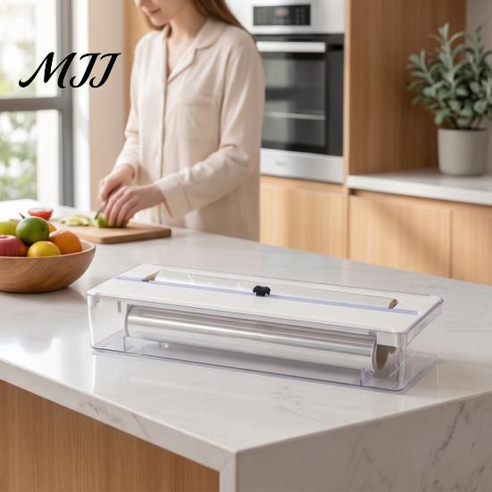 Modular Kitchen Drawer Dividers Aluminum Foil Dispenser, Adjustable Sliding Cut Organizer, Non-slip Base Gadgets for Organization Large Capacity