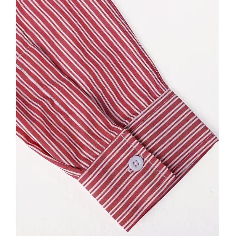 Mens Loose Striped Long Sleeve Casual Non Iron Business Shirt