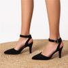 FOREADA Women Ankle Strap Pumps Pointed Toe Thin High Heels Buckle Glove Shoes Ladies Fashion Shoes Spring Autumn Blue Black 43