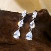 Exquisite Crystal Waterdrop Cubic Zirconia Earrings for Women Silver Color Inlaid Zircon Dangle Earrings Party Versatile Jewelry