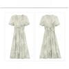 Fashion High Waist Summer Dress Floral Print Chinese Style Midi Short Sleeve