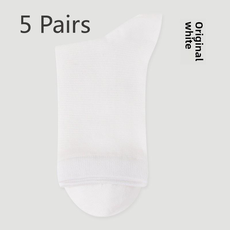 5 Pairs of Female Autumn Silk Deodorizing and Sweat Absorbing Long Tube Cotton Socks