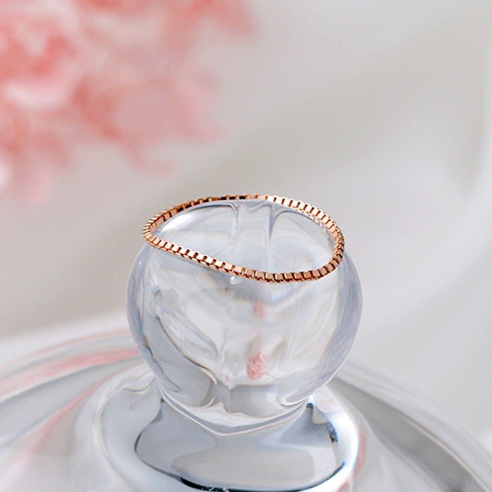 14K Gold Rose Gold Box Chain Ring Lake 1