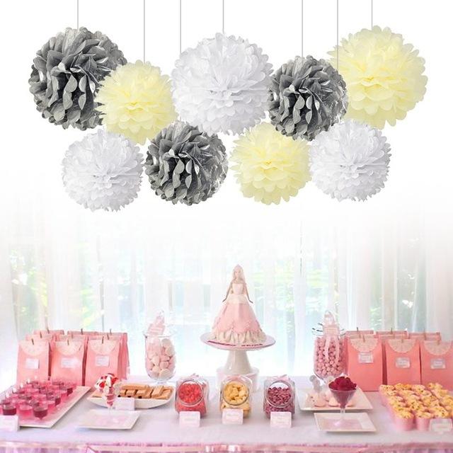 9pcs, Paper Pom Poms Flowers For Christmas, Halloween, Wedding, Bridal Shower, Birthday, Bachelorette Party Decor Supplies