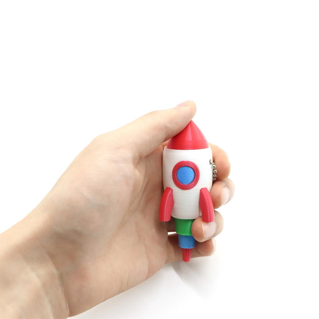 3D Printed Rocket Shaped Keychain Stress Relief Toy Durable Soft Material Portable Key Ring Fidget Toy for Anxiety and Focus