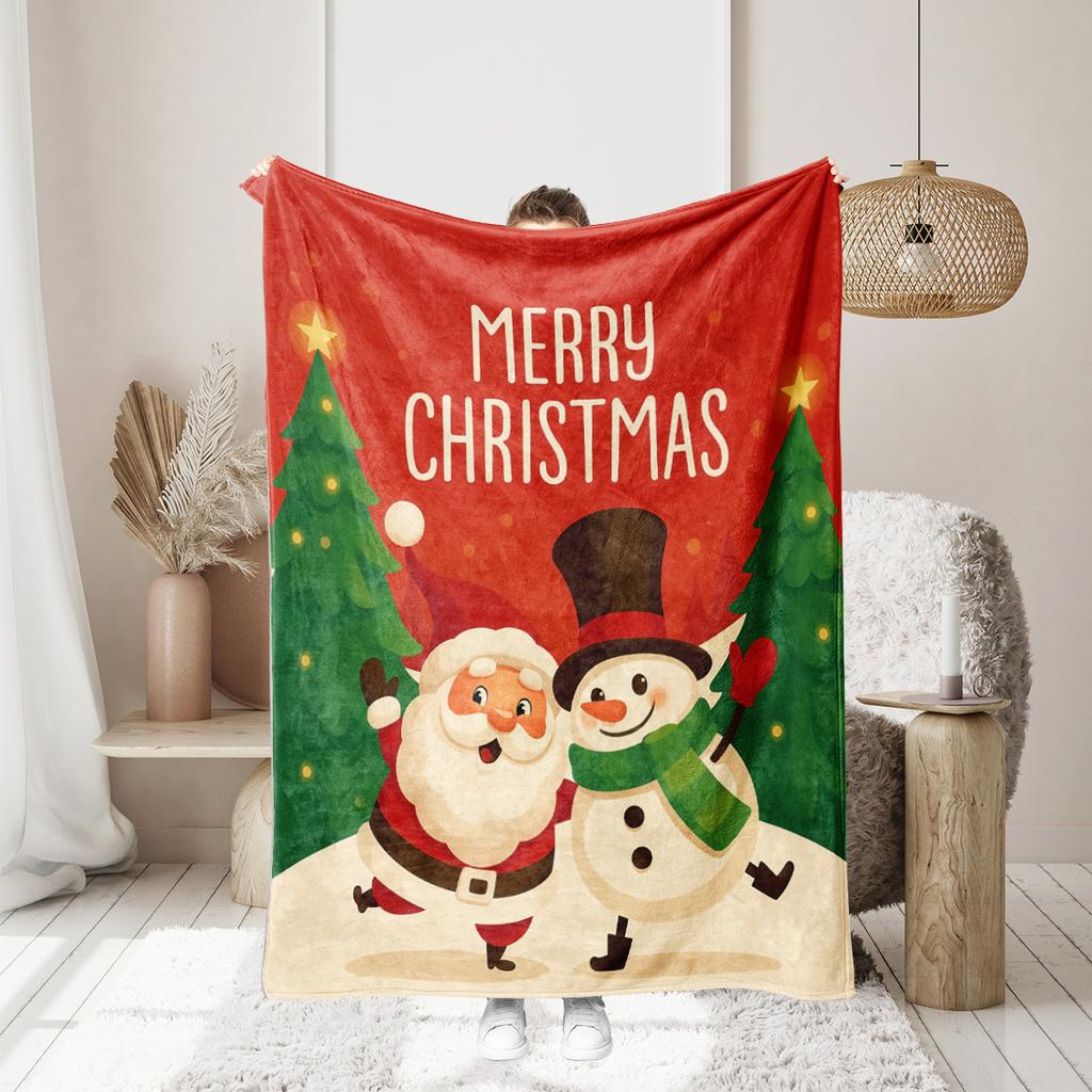Christmas Cartoon Series Printed Blanket for Sofa Travel Camping Living Room Office Conditioning Blanket for All Seasons Gifts
