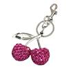 Sparkling 3D Cherry Keychain Charm Bag Accessory Fashionable Rhinestones Fruit Shaped Key Ring Ornament for Women