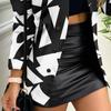 BITCED Autumn and Winter Long Sleeve Zip Colour Block Printed Lapel Small Jacket Women's