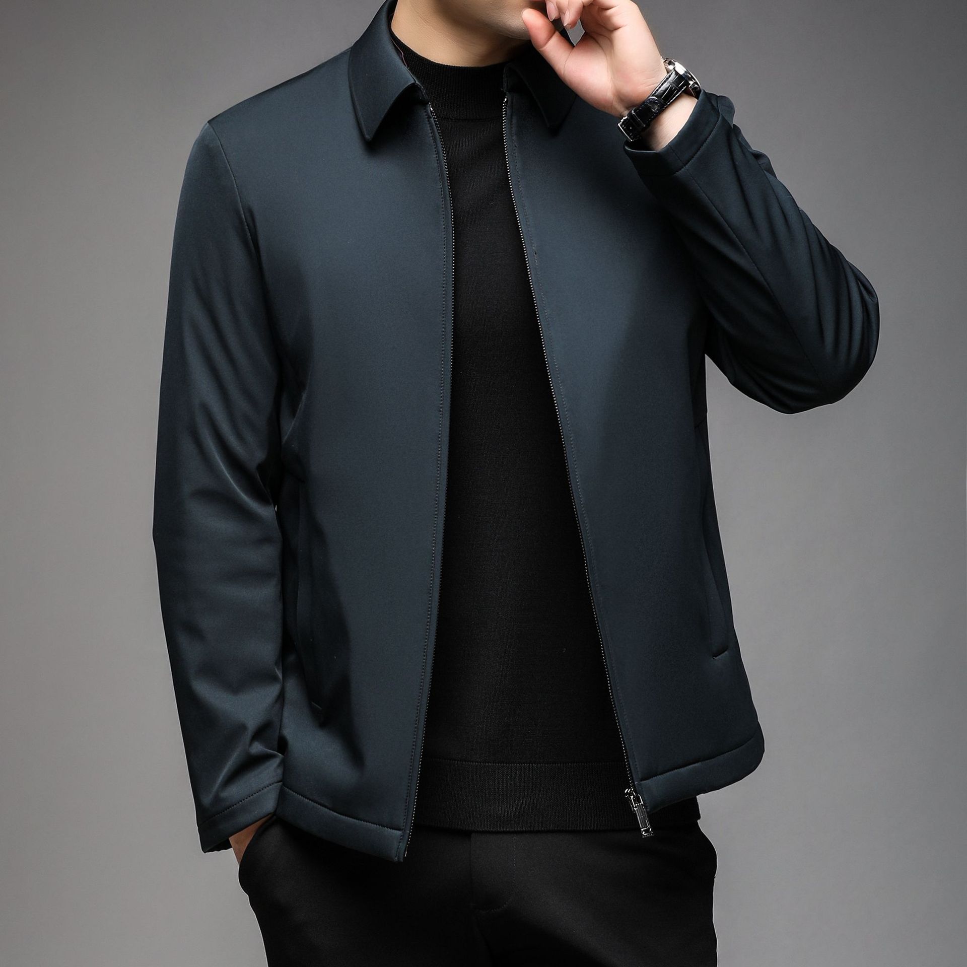 

Мужская зимняя куртка-пуховик для папы среднего возраста, утолщенная теплая повседневная модная куртка-пуховик на утином пуху 195