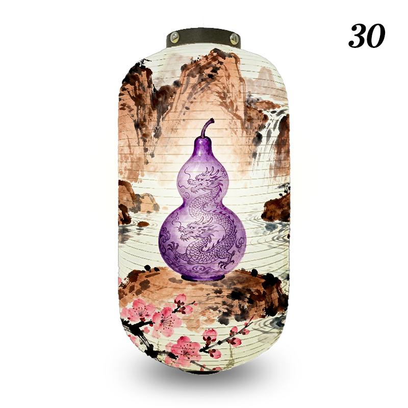 

Chinese Style Cloth Lanterns Mascot Gourd Crafts Printed Lucky Lantern Sushi Restaurant Izakaya Home Party Decor Ornaments 20x35cm