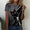 Süße Katze Tier 3D Druck T-Shirts Sommer Mode Damen Rundhals Kurzarm T-Shirt Tees Harajuku Y2K Tops Damenkleidung