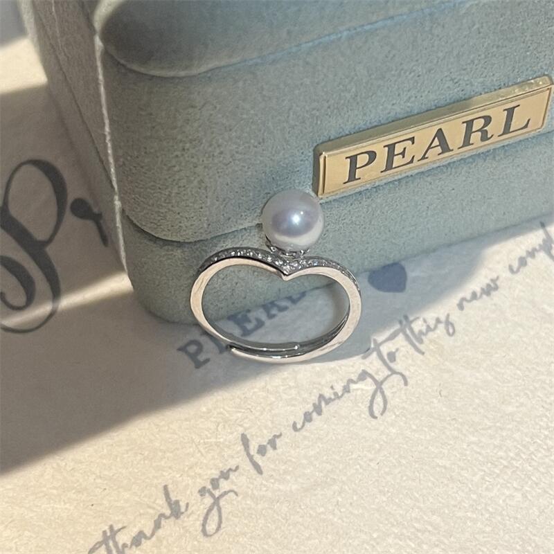 Fine Jewelry Freshwater pearls all-body sterling silver ring 6~7mm strong light flaws small light bulb pearl ring for women