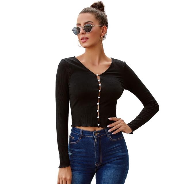 

Женский черный короткий кардиган, осенне-зимний однобортный трикотаж с длинным рукавом и v-образным вырезом, уникальный дизайн, мягкий/удобный, SML XL XL чёрный