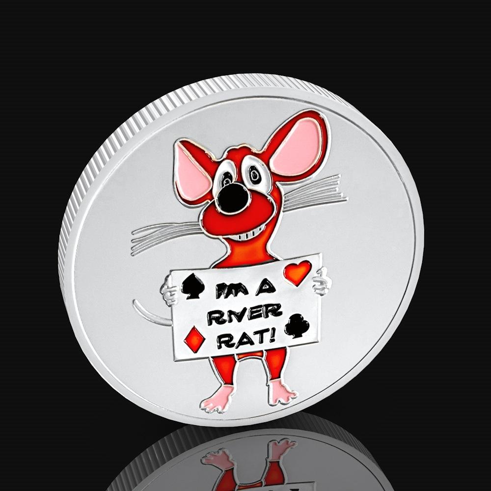 

Chip press, metal mouse commemorative badge, river rat, Creative coins, handicrafts, badges, small gifts срібний