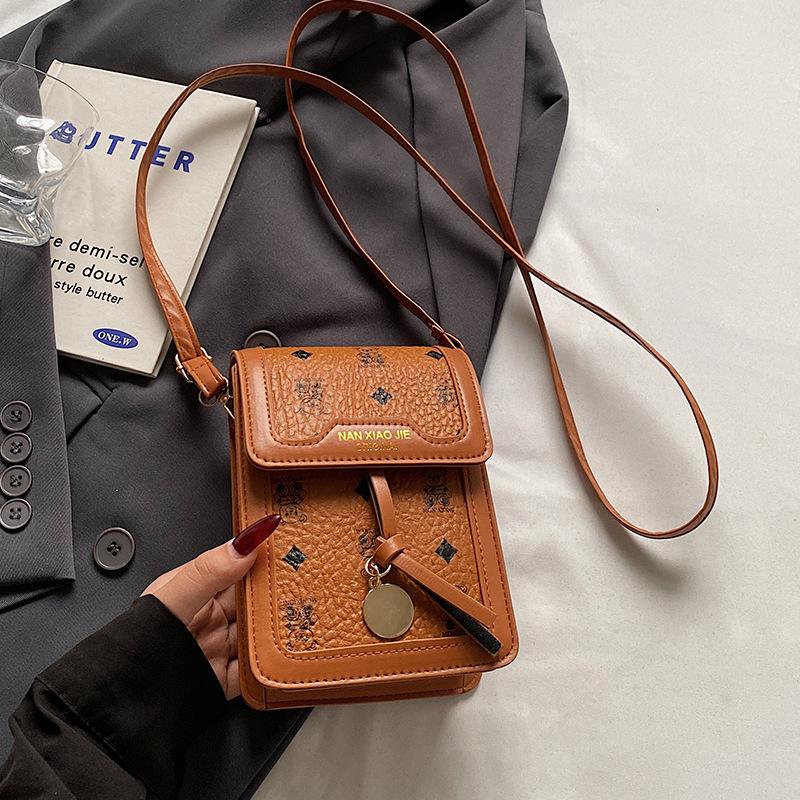 Premium Sense Niche Mobile Phone Bag Women's 2025 New Textured Shoulder Bag Summer Versatile Printed Messenger Bag