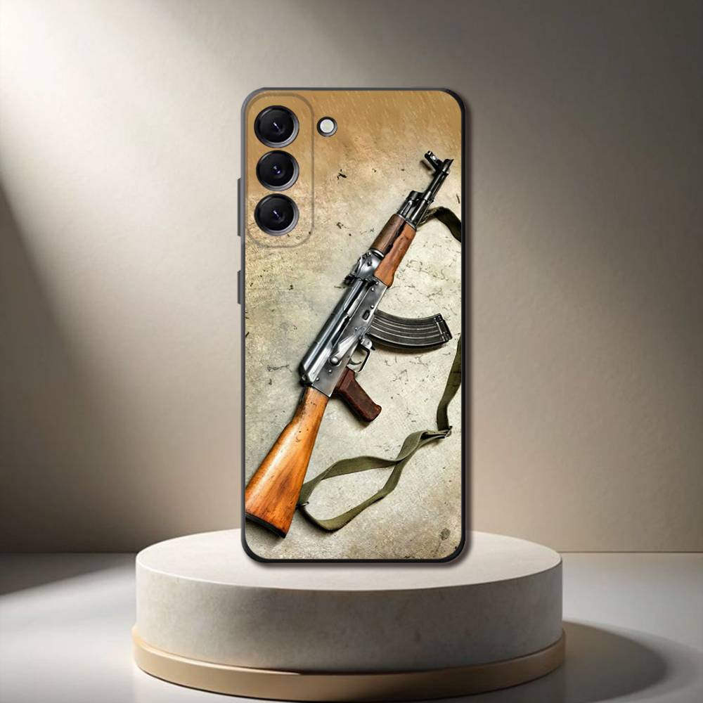 AK47 Handgun Gun BUlletss Phone Case For Samsung Galaxy A 73,72,51,53,52,71,22,5G,Note,J7,8,9 Soft Black Cover